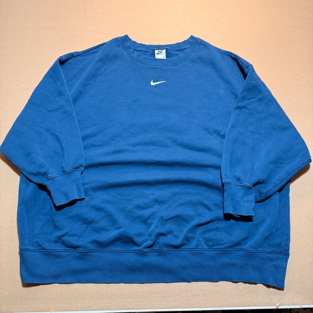 Vintage Nike Sweatshirt 4X Blue Excellent Center Swoosh Crewneck Pullover